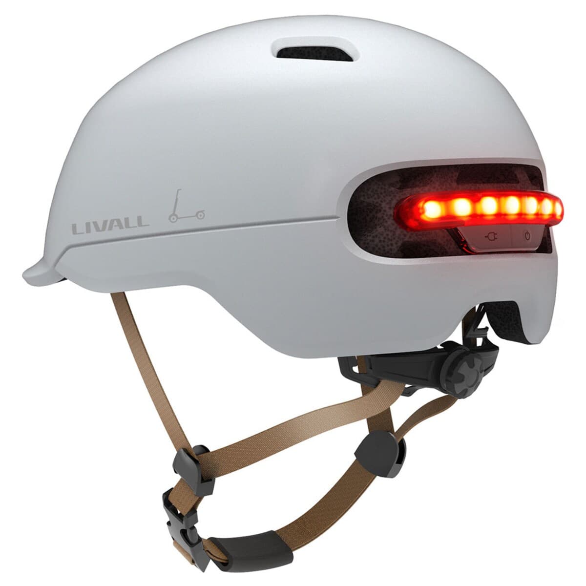 Livall - Casco inteligente Livall C20, SOS, Luz de freno, luz trasera, Talla L (57-61 cm) Blanco.