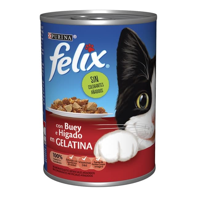 Felix - Comida húmeda para gatos adultos Felix buey e hígado en gelatina 400 g.