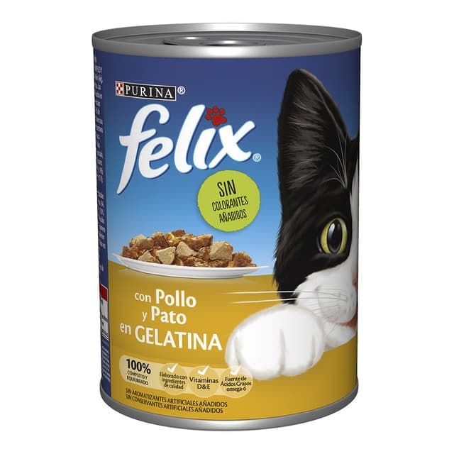 Felix - Comida húmeda para gatos adultos Felix pollo y pato en gelatina 400 g.
