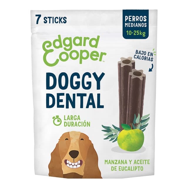 Edgard & Cooper - Snack dental para perros medianos Edgard & Cooper Doggy Dental manzana y eucalipto 175 g.