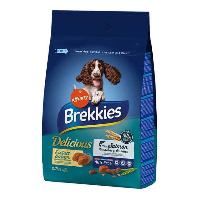 Brekkies - Pienso para perros adultos medianos y grandes Brekkies Delicious salmón.