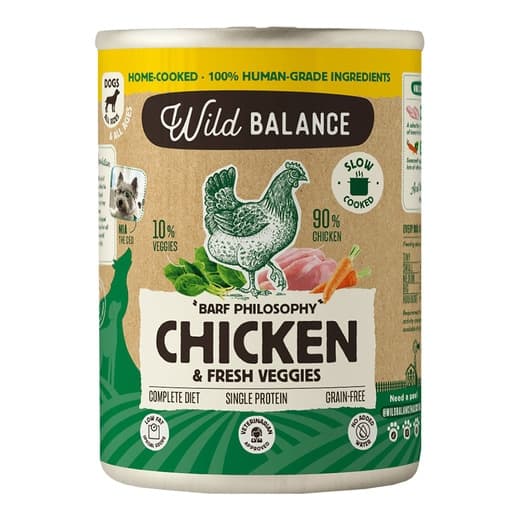 Wild Balance - Comida húmeda para perros adultos Wild Balance barf cocinado al vapor trozos pollo y verduras frescas 400 g. - Image 2