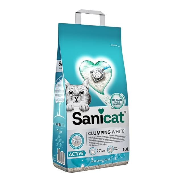 Sanicat - Arena Sanicat Clumping White Active para gatos 10 L.