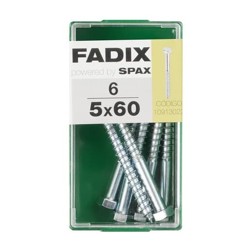 FADIX - Tornillo DIN 571 Cabeza Hexagonal y Rosca para Madera y Aglomerado Ø5 x 60 mm - Caja 6 Uds. - Image 2
