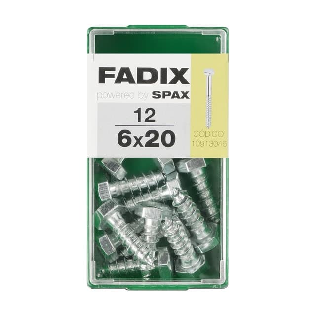 FADIX - Tornillo DIN 571 Cabeza Hexagonal y Rosca para Madera y Aglomerado Ø6 x 20 mm - Caja 12 Uds. - Image 1