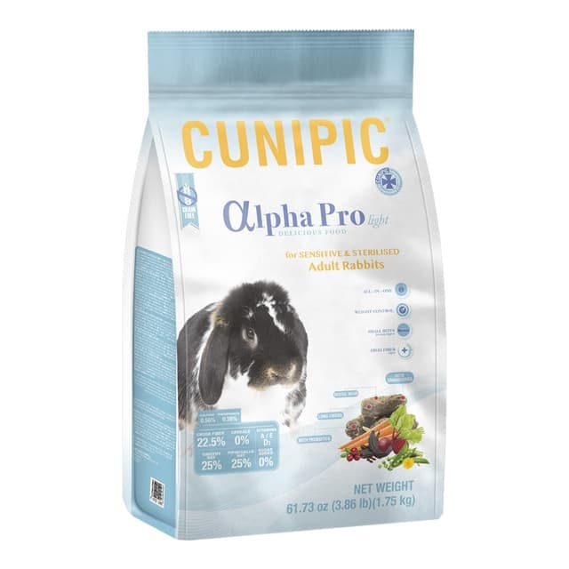 Cunipic - Pienso para conejos adultos y senior sensibles y esterilizados Cunipic Alpha Pro light grain free 1,75 kg.
