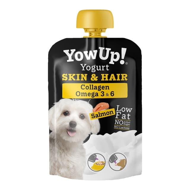Yow Up - Yogur sin lactosa para perros adultos Yow Up piel y pelo salmón 115 g.