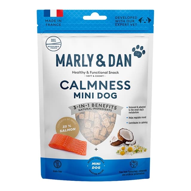 Marly & Dan - Snack para perros adultos minis Marly & Dan efecto calmante salmón 50 g.