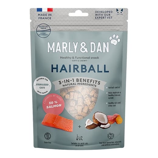 Marly & Dan - Snack para gatos adultos Marly & Dan Hairball bolas de pelo salmón 40 g. - Image 2