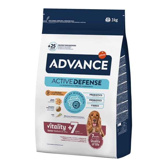 Advance - Pienso para perros sénior +7 años Advance Vitality Medium pollo y arroz.