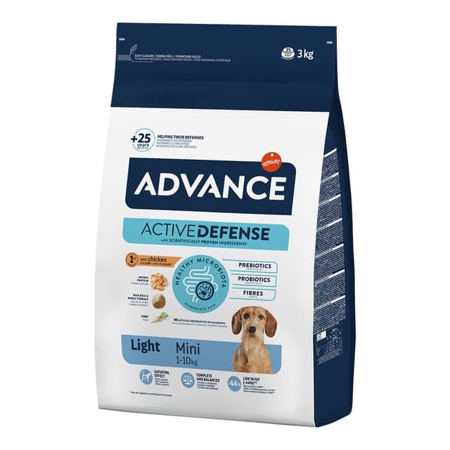 Advance - Pienso para perros adultos mini Advance Light pollo y arroz.