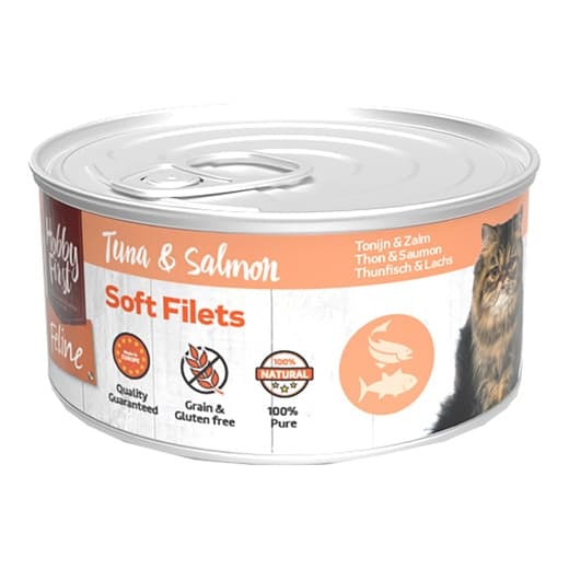 Hobby First - Comida húmeda para gatos adultos Hobby First filetes atún y salmón 70 g. - Image 2