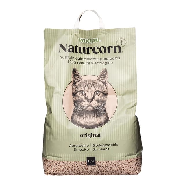 Wuapu - Arena absorbente Wuapu Naturcorn para gatos.