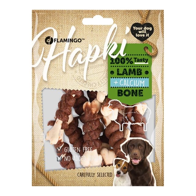 Flamingo - Snack para perros Flamingo Hapki huesos de calcio con cordero 13 uds.