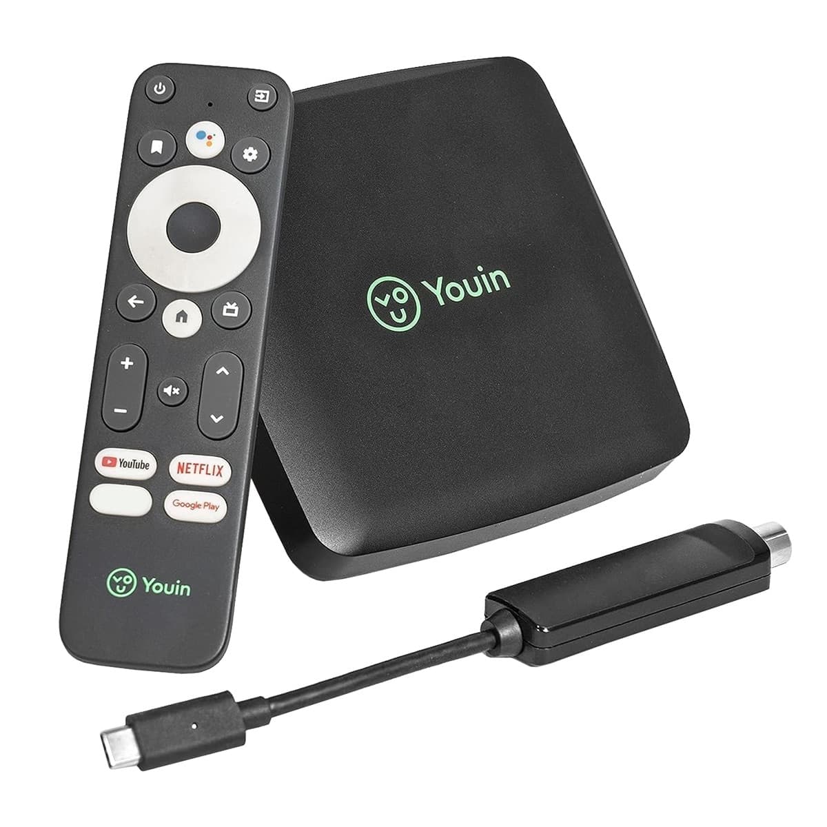 Youin - Receptor Youin You-Box T2, Android TV, sintonizador TDT integrado, Asistente de Google & Chromecast built-in.