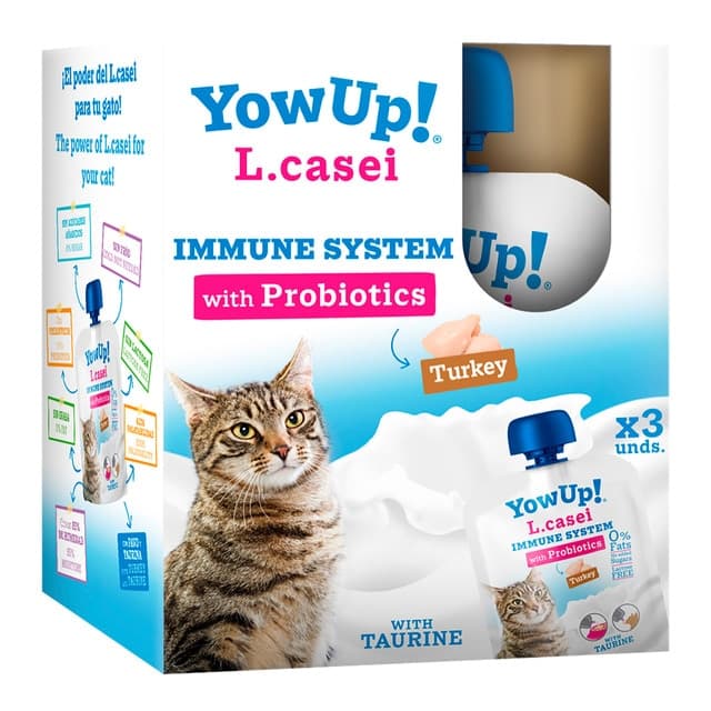 Yow Up - Yogur sin lactosa para gatos Yow Up yogur L. Casei sistema inmune con probióticos pavo 3 x 85 g.