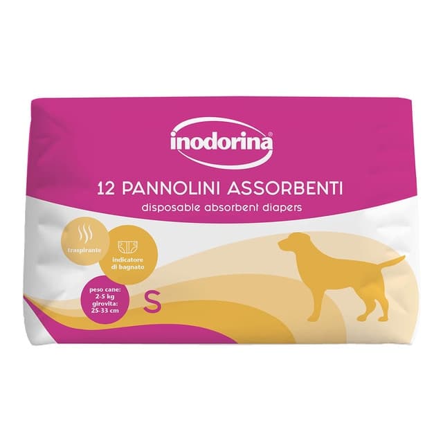 Inodorina - Pañal absorbente para perros y gatos Inodorina 12 piezas.