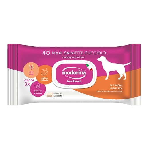 Inodorina - Toallitas Inodorina para perros y gatos cachorros con eufrasia y miel 40 uds. - Image 2