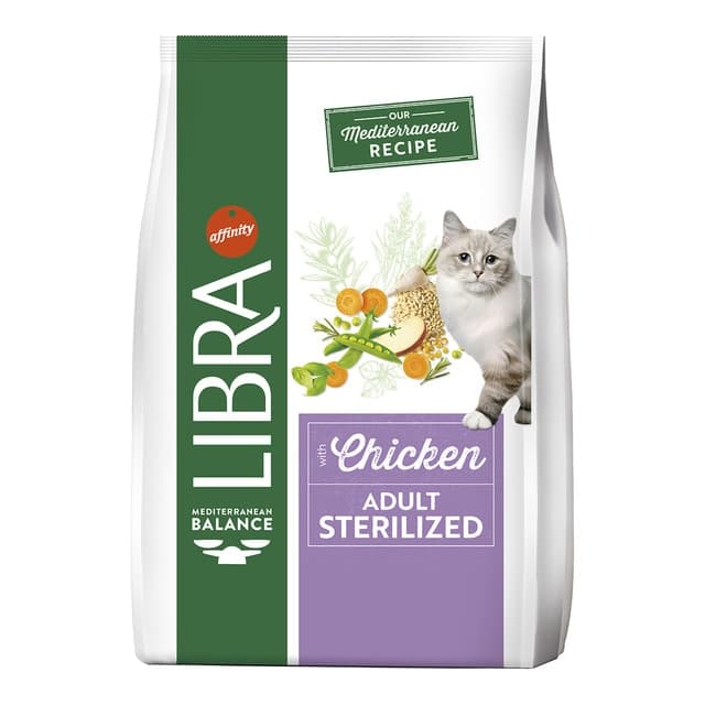Libra - Pienso para gatos adultos esterilizados Libra pollo y cebada.