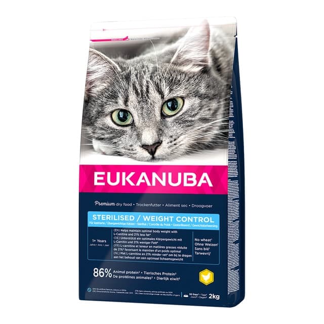 Eukanuba - Pienso para gatos adultos esterilizados Weight control Eukanuba pollo y pavo 2 kg. - Image 1