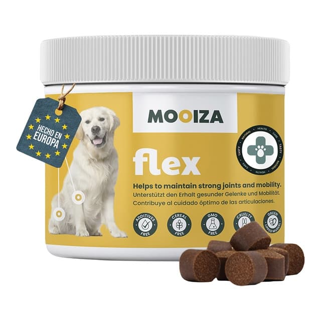 Mooiza - Snack natural para perros Flex Mooiza condroprotecto cordero, patata y boniato 300 g.