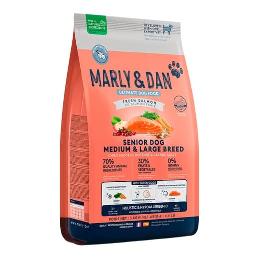 Marly & Dan - Pienso para perros sénior medianos grandes Marly and Dan salmón 3 kg. - Image 2