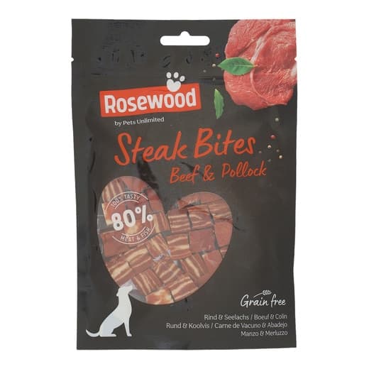Rosewood - Snack para perros adultos medianos y grandes Steak Bites Rosewood ternera y abadejo 100 g. - Image 2