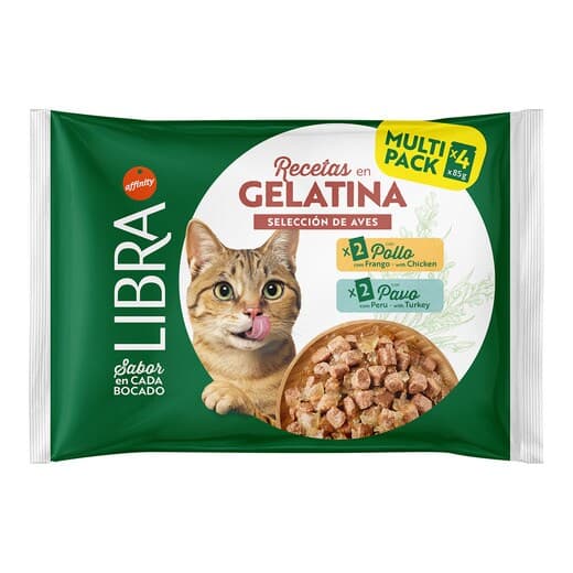 Libra - Comida húmeda para gatos adultos Libra recetas en gelatina pollo y pavo. - Image 2