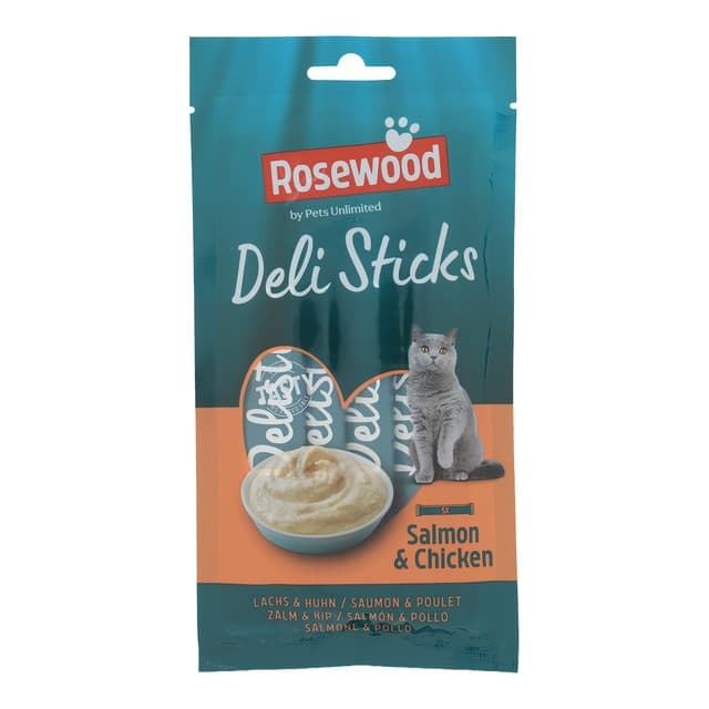 Rosewood - Snack para gatos adultos Delisticks Rosewood salmón y pollo 5 x 15 g.