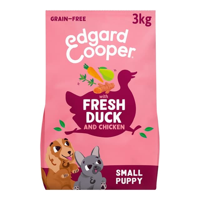 Edgard & Cooper - Pienso para perros cachorros mini sin cereales Edgar&Cooper pato y pollo 3 kg.