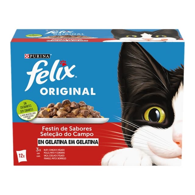 Felix - Comida húmeda para gatos adultos Felix Carnes en Gelatina.