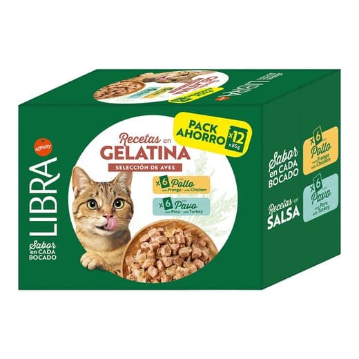Libra - Comida húmeda para gatos adultos Libra recetas en gelatina pollo y pavo. - Image 2