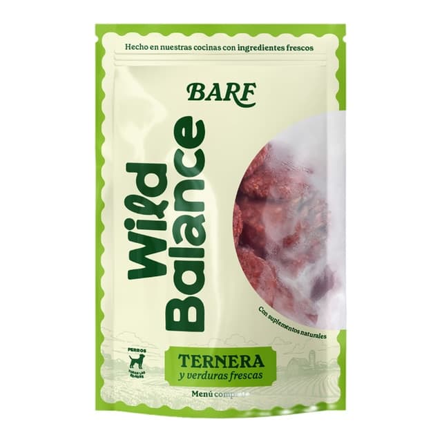 Wild Balance - Comida húmeda para perros Wild Balance barf congelado ternera y verduras 1 kg.