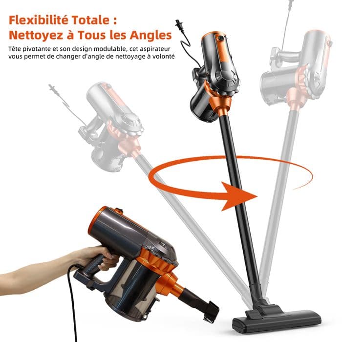 Aspirateur Balai 4 en 1- BISPRICO - HHD - 600W - 26KPa - Filtre HEPA - 5m de câble - Image 3