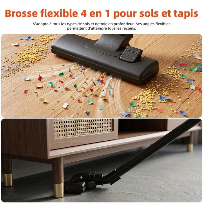 Aspirateur Balai 4 en 1- BISPRICO - HHD - 600W - 26KPa - Filtre HEPA - 5m de câble - Image 4