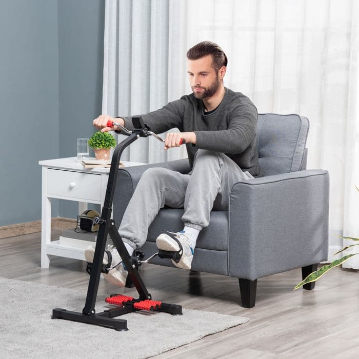 Vélo d'entraînement pour la rééducation des bras et des jambes - HOMCOM - hauteur et largeur réglable - LCD - masseurs - noir - Image 3