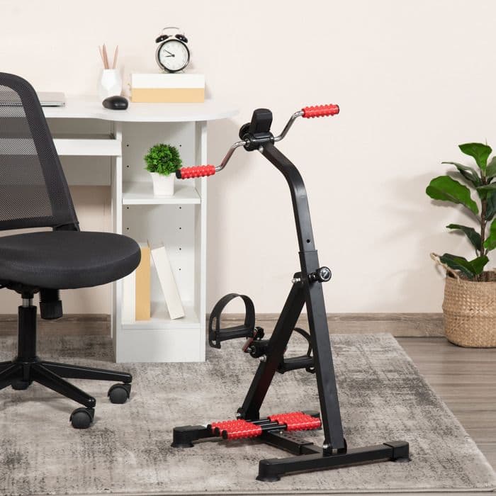 Vélo d'entraînement pour la rééducation des bras et des jambes - HOMCOM - hauteur et largeur réglable - LCD - masseurs - noir - Image 4