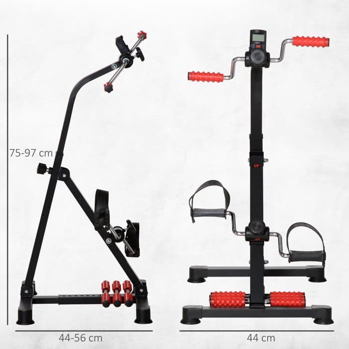 Vélo d'entraînement pour la rééducation des bras et des jambes - HOMCOM - hauteur et largeur réglable - LCD - masseurs - noir - Image 5