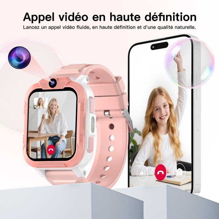 Blackview Z40 Pro Montre Connectée Enfants 1,85", 850mAh, 4G Appels vidéo, Triple positionnement GPS/WIFI/LBS, Bouton SOS, Rose - Image 4