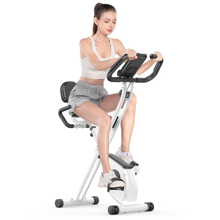 Vélo d'appartement pliable 3 en 1 - Dskeuzeew vélo d'intérieur magnétique avec écran LCD - 8 niveaux de résistance