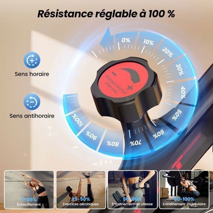 Vélo d'exercice, Vélo d'intérieur Silencieux avec écran LCD, Vélo d'Appartement Résistance Réglable - Formill QK101 - Image 5