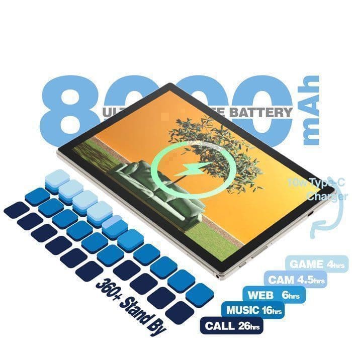 Tablette tactile - TAKINURU - 10,1 pouces - Android 15 - 32 Go RAM - 256 Go de stockage 8000mAh, Wi-Fi 5G,dorée - Image 5