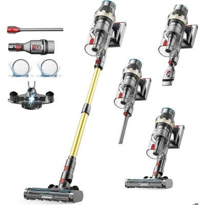550W/45000Pa Aspirateur Balai sans Fil, 8x2200MAH/50min, Filtration en 5 Etapes, 3Kg Poids Léger, Brosse à Plancher LED Verte - Image 3