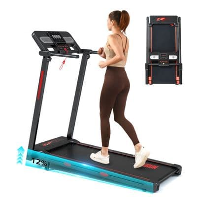 Tapis de Course Pliable Electrique 1-8km/h inclinable 7° avec Télécommande et écran LED, Support Tablette - Rose - Image 3