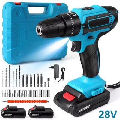 Perceuse Visseuse Sans Fil 21V 32Nm 2 Batteries 1300mAh 2 Vitesses 0-350/1350RPM Kit 24 Accessoires + Chargeur Fonction Percussion - Image 3