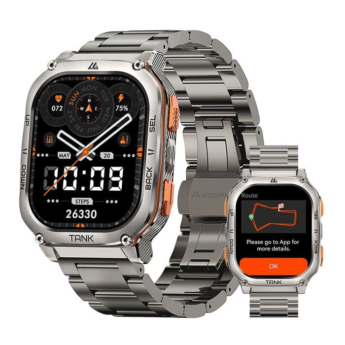 Montre Connectée homme SmartWatch Sport GPS 5ATM 480mAh KOSPET M3 Ultra Tracker d'Activit Android iOS Samsung iphone Argent 2 Bande - Image 2