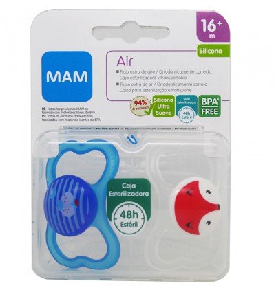 Mam Chupete Air Silicona 16 meses Azul