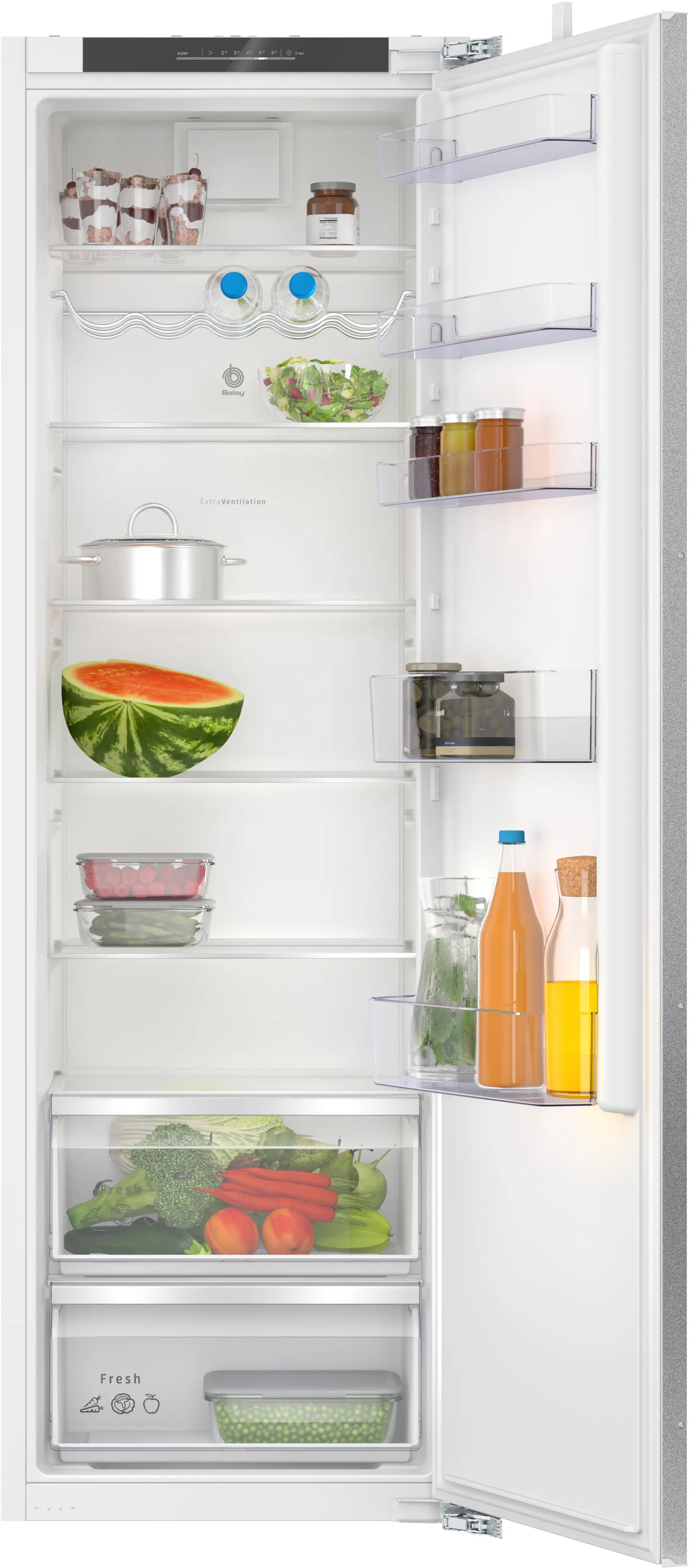 Frigorífico una puerta integrable - Balay 3FIE734S, Cíclico, 177.2 cm, 310 l, Control electrónico, Interruptor Super-refrigeración, Sin Panelar - Image 1