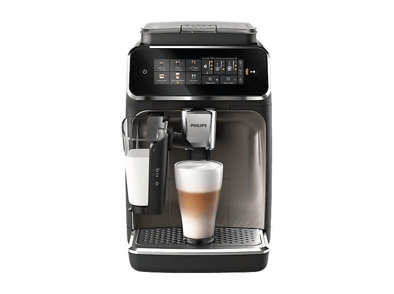 PHILIPS EP3347/90 Serie 3300 LatteGo 5 Kaffeespezialitäten Kaffeevollautomat Matt-Schwarz, Silber-lackierte Arena, Edelstahl Abtropfschale - Image 1