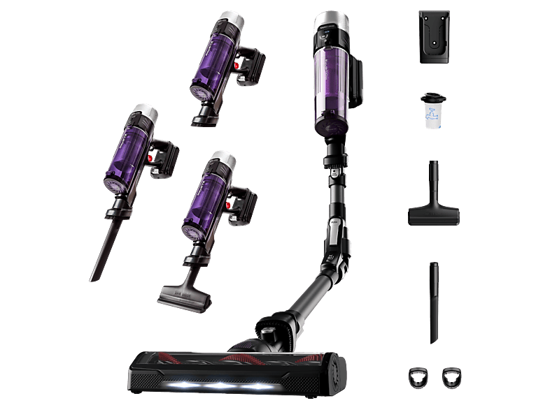 Aspirador escoba - Rowenta RH2039WO X-Force Flex 9.60 Allergy, 200 W, 0.4 L, 45 min, Tecnol. Ciclónica, 3 modos, Multisuperficie, Ultraligera, Púrpura - Image 1